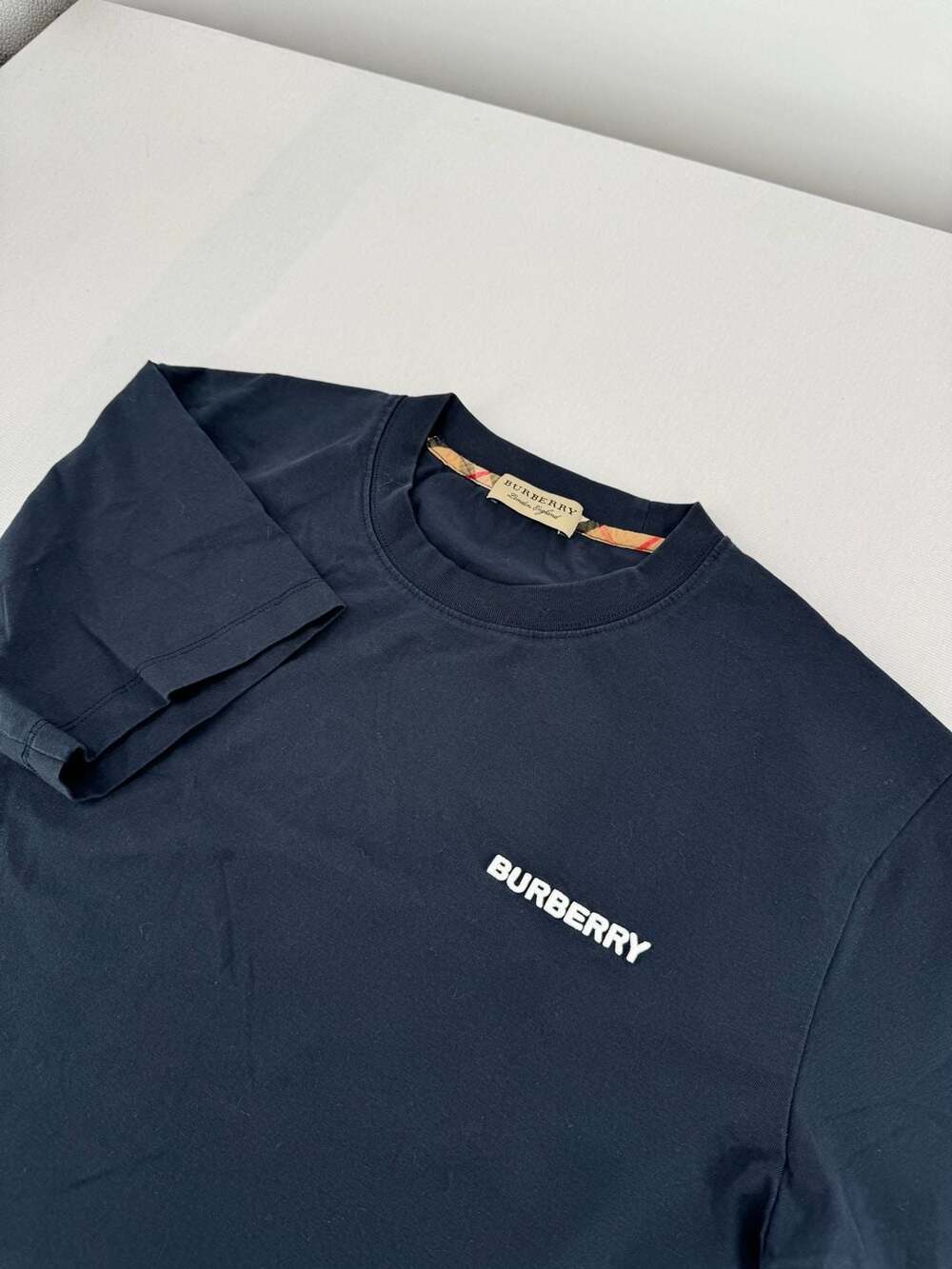Burberry T-Shirt Size L Black Cotton Logo Short Sleeve